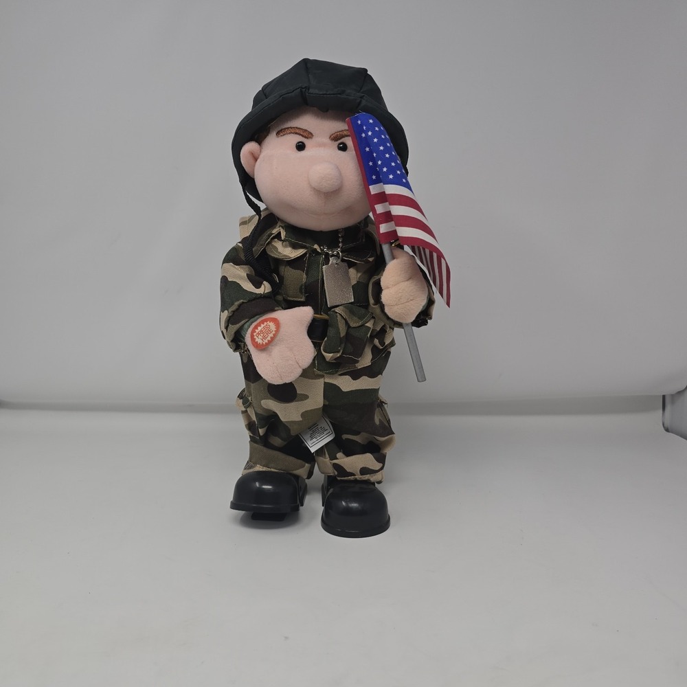 Vtg MUSICAL PLUSH ARMY SOLDIER 1979 Beverly Hills Teddy Bear‎ We Will Rock J200